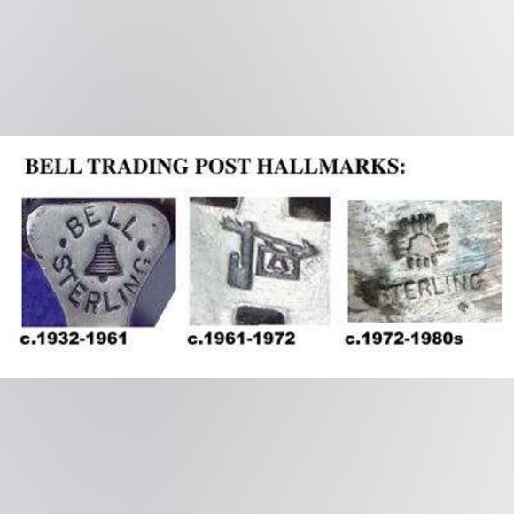 Vintage 1960s Sterling Silver Hematite Hallmarked Bell Trading Post Navajo Ring - Picture 9 of 10